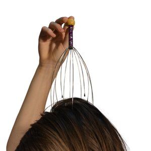 Head Massager Headache Remover Wires Handle Wood Plastic Relaxation Treatment
